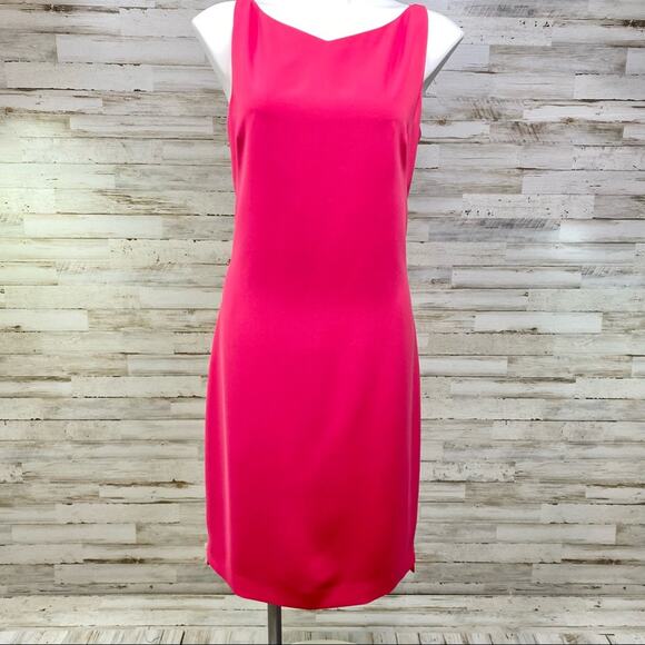 Tahari Yarden Sleeveless Dress Womens Size 12 Fuchsia in Strawberry Shake Sheath - Picture 2 of 13